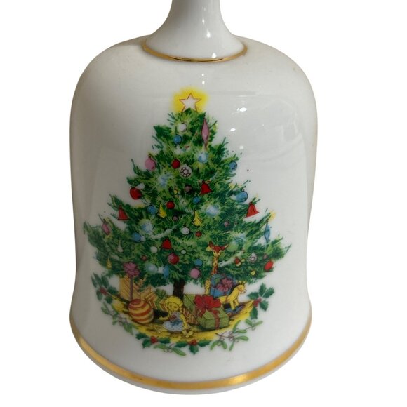 Vintage Christmas 1982 Porcelain Bell With Christmas Tree Design Western Germany - Picture 2 of 5